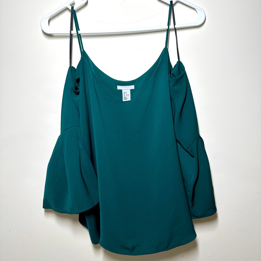 H&M Teal Cold Shoulder Top